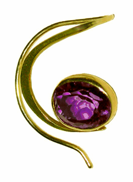 Curl Earring in 14 kt. Gold and Amethyst