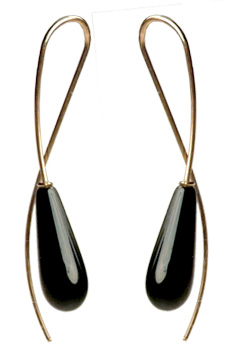 Stone Sweep Black Onyx and 14 kt. Gold Earring