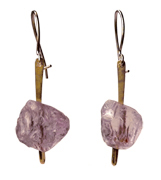 The Sword in the Stone Earrings with 14 karat gold and amethyst