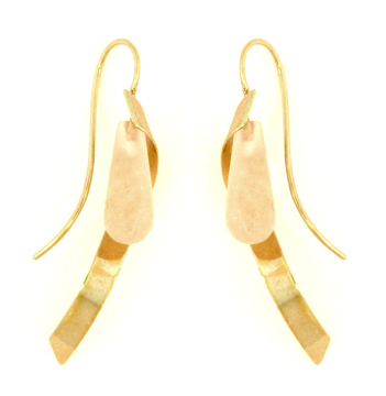 Feather Stone Drop in 14 kt. Gold and Frosted Rock Crystal