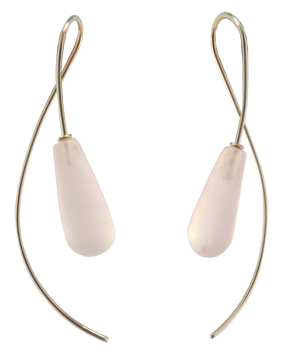 Stone Sweep Frosted Rock Crystal and 14 kt. Gold Earring